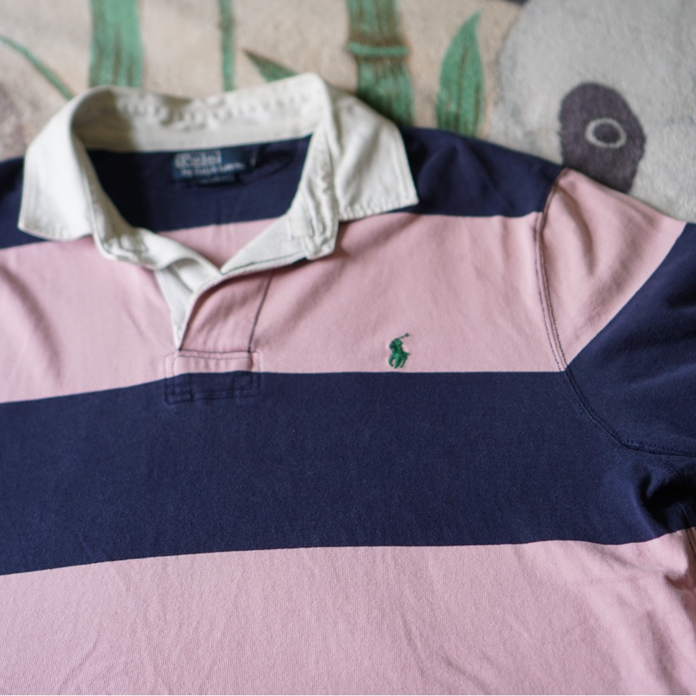 Polo Ralph Lauren Men's Pink & Navy Rugby Shirt